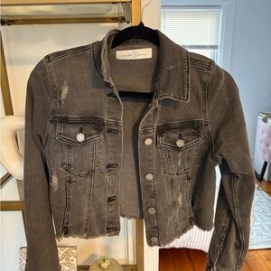 Wild Fable Charcoal Distressed Cropped Denim Jacket | Small